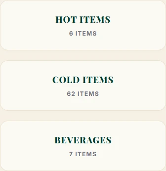 Genuine Pendeli breakfast guide showing its food categories