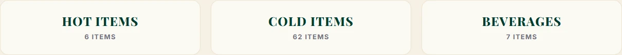 Actual Pendeli guest interface with Hot Items, Cold Items and Beverages category choices