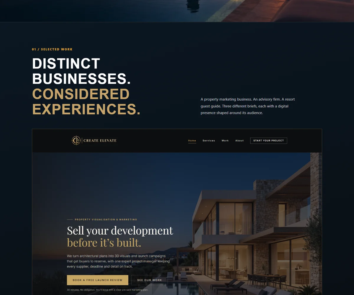 Actual previous MVTJ homepage showing a large project presentation and stacked content